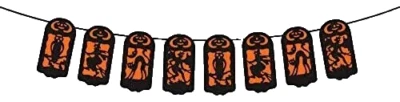 Banner colgante Beistle vintage de Halloween Streamer 7" x 6', negro/naranja  Foto 1 de 2