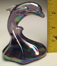 Fenton Baby Dolphin Jumping on the Waves Violet Iridized Carnival finish #5087O