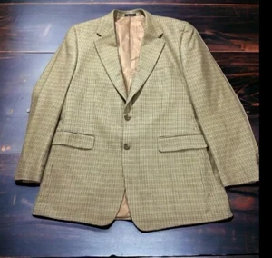 Ralph Lauren Chaps Gold Hahnentritt Sport Mantel Gr. 42 L Anzugjacke 100% Seide - Bild 1 von 17
