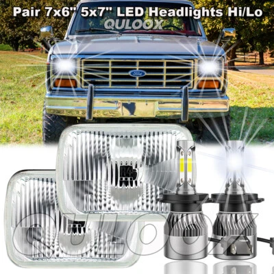 For Ford F650 F750 F250 F350 E-150 L9000 Pair 5x7" 7x6 LED Headlights - Image 1 of 4