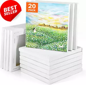 Mini Canvas, 20 Pack, 4x4", 100% Cotton, for Acrylics, Oils - Picture 1 of 12