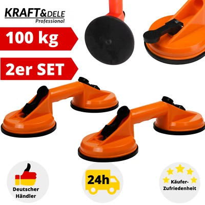 2x Saugheber Fliesen Glassauger Vakuumheber 100kg Glasheber Glas Saugnapf SET - Bild 1 von 4