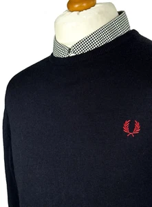 Fred Perry Crew Jumper (Navy - Size L/XL - 44" Chest) Ska Mod Casuals Scooter - Picture 1 of 9
