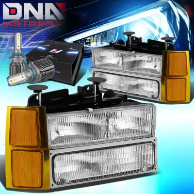 PARA CHEVY C10 C/K PICKUP 1994-1999 OE FARO LÁMPARA CON KIT LED + VENTILADOR FRÍO CROMADO Foto 1 de 4