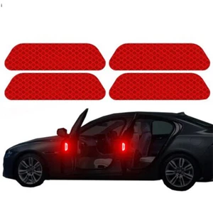 4× Red Reflective Strip Car Door Handle Safety Warning Stickers Accessories - Picture 1 of 10