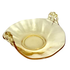 Vintage Braunglas Süßigkeiten Schmuck Schale Schüssel zart zwei Griffe gewellt gewellt - Bild 1 von 6