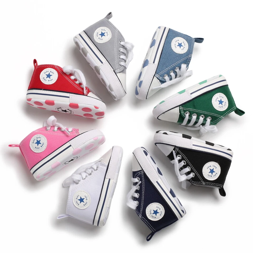 Newborn Baby Boy Girl Pram Shoes Infant Sneakers Toddler PreWalker Trainers 0-18 - Image 1 of 4