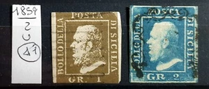 ITALY ANTICHI STATI SICILIA 1859 - 2 STAMPS U - Bild 1 von 1