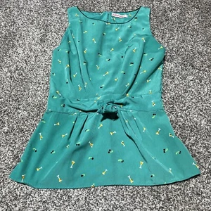 trollied dolly Mod Cloth Size Small Retro Blouse Peplum Martini Glasses - Picture 1 of 8
