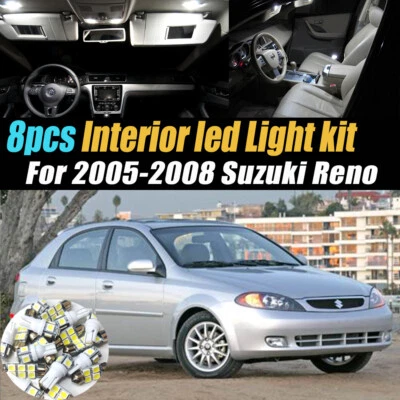 Kit de bombillas LED interiores de coche súper blancas de 8 piezas para Suzuki Reno 2005-2008 Foto 1 de 4