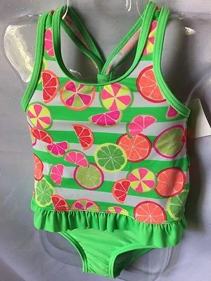 J. Khaki Fruit Print With Ruffles Tankini Swimsuit Size 2T-New - Image 1 of 4