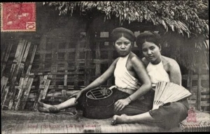 c.1910 TONKIN, Vietnam, Two Young Women, Sisters, Stamp; In Excellent Condition. - Bild 1 von 2