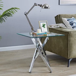 Square Side End Table With Chrome Legs Coffee Living Room Night Stand Furniture - Picture 1 of 9