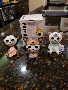 FurryBones Figures Lot of 3 NEW -Chilton Polar Bear, Pandie Panda, + Wolfie Wolf - Picture 1 of 3