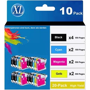 10x Patronen für Brother LC223XL MFC-J480DW J5320DW J4420DW/J4420DW DCP-J562DW - Photo 1/10