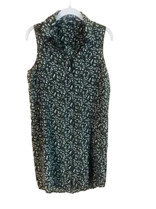 Theory 100% silk green white floral shirt dress SIZE 6 Button Down(hidden) XS 34 - Picture 1 of 14