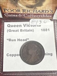 Great Britain: Queen Victoria High Grade Copper Farthing 1881 XF E130