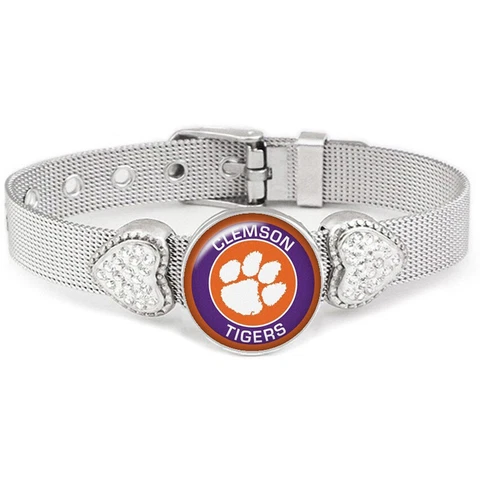 Clemson Tigers Womens Adjust Silver Bracelet Jewelry Gift D26 Cover