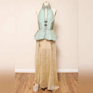 Grünes Neckholder Boho Top & Gold transparent Renaissance Rock Fee launisch - Bild 1 von 2