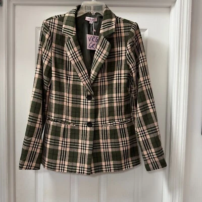 Blazer VRG GRL Mujer Energy Check Oliva y Rosa Cuadros Nuevo con Etiquetas Talla (AUS 10) US 6 Foto 1 de 4
