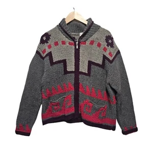 Cardigan vintage FIELD GEAR con zip Southwestern taglia P/L misto lana di agnello - Foto 1 di 6