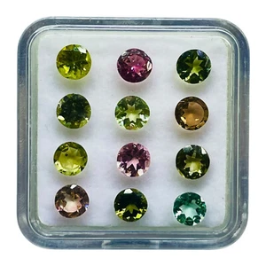 VVS 12 Pcs Natural Tourmaline 4.5mm Round Cut Multi Color Loose Gemstones Lot - Picture 1 of 8