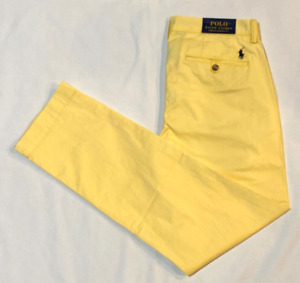 Neuf avec étiquettes - Polo homme Ralph Lauren stretch coupe droite pantalon chino-jaune-33X32-115 $