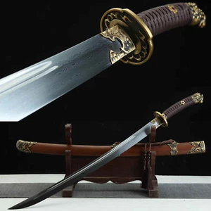 Espada Dao Kung Fu Dinastía Qing China Damasco Acero Navaja Afilada - Imagen 1 de 10