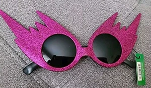 Fun Party Retro Pink 80's Funky Glittered Glasses Costume Celebration Halloween - Picture 1 of 4