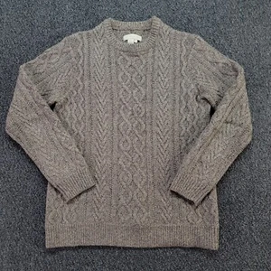 The Territory Ahead Sweater Men Small Brown Lambswool Blend Fisherman Cable Knit - Picture 1 of 6