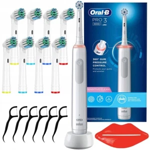 NUEVO Oral B Cepillo de dientes eléctrico Pro 3 3000 Sensitive Clean 8 cepill... - Imagen 1 de 5