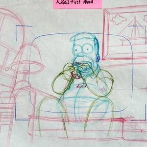 The Simpsons (Season 4) Homer Simpson Original Production Drawing LOT 22 - Picture 1 of 4