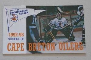 Cape Brenton Oilers AHL pocket schedule 1992-1993 - Picture 1 of 2