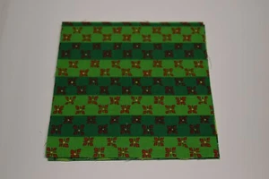 2 TONE GREEN STRIPE RED FLORAL cotton fabric SCRAP remnant PIECE 18" x 31" - Picture 1 of 2