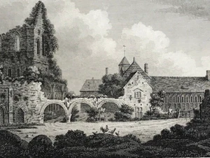 Wales View of Wenloch Abbey ruines Shropshire antique print 1806 - Picture 1 of 3