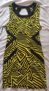 Vestido ajustado geométrico Kardashian audaz amarillo y negro sin mangas talla grande L - Imagen 1 de 9