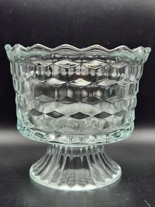 Vintage Indiana Whitehall Clear Glass Footed Compote Fruit Bowl Cubist No Tabs - Picture 1 of 13