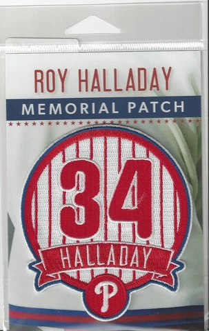 2021 Roy Halladay Retired #34 Memorial Patch Philadelphia Phillies Jersey Logo Cover