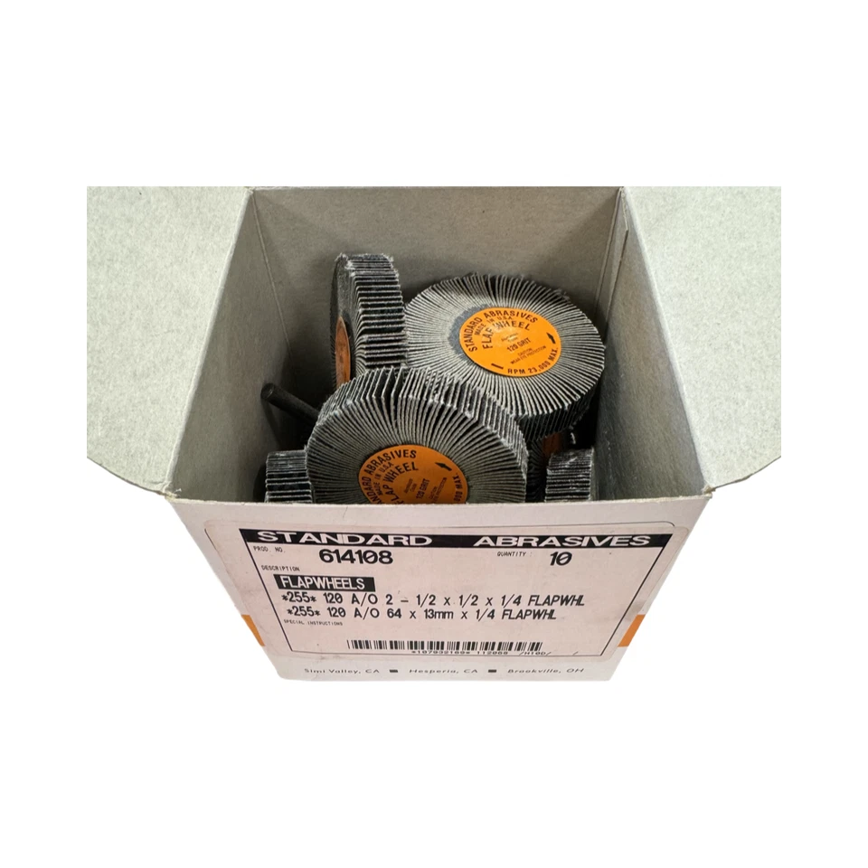 Standard Abrasives 2-1/2" x 1/2" x 1/4" Mounted Flap Wheel 120 Grit AO 10 pack - Image 1 of 1