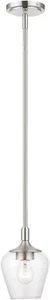 Livex Lighting Mini Pendant Ceiling Light Willow Brushed Nickel Clear Glass - Picture 1 of 3