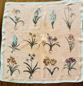 Vintage Ralph Lauren 100% Silk Sheer Floral Botanical Scarf 21X21 - Picture 1 of 8