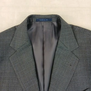 Joseph Abboud Loro Piana 40R Mens Suit Jacket Blazer Plaid Gray 20x30 Super 120s - Picture 1 of 20