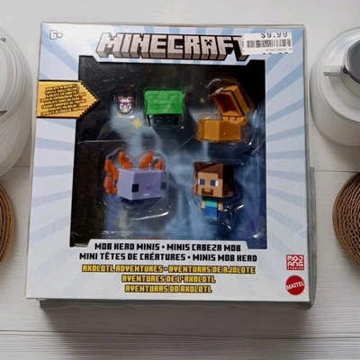 Minecraft Mob Head Minis Axolotl Aventuras Figuras Personajes Mattel Nuevo Precintado Foto 1 de 4