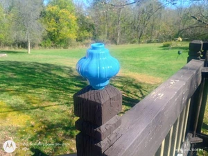 STUNNING BRIGHT BLUE VINTAGE CHESTNUT PATTERN LIGHTNING ROD BALL. - Picture 1 of 7