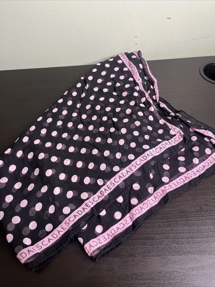 Large Silk ESCADA pink Polka Dot Rectangle Scarf - Image 1 of 4
