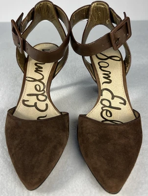 Sam Edelman Okala Brown Ankle Strappy Sling Back Stiletto Size 5M Heels - Image 1 of 4