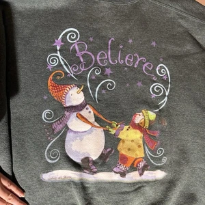 Vintage BVD Sweatshirt XXL 2X grün Rundhals Schneemann Winter Chrimas Ugly Sweater 90s - Bild 1 von 4