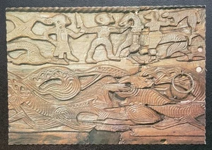 Alte Postkarte - Wagenschnitzereien - Osebergschiff - Norwegen - Wikinger - Archäologie - Bild 1 von 4