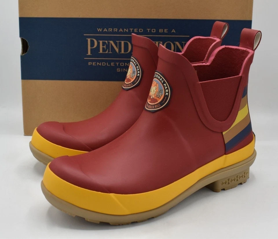 Pendleton Women 7 Zion National Park Red Waterproof Chelsea Rain Boots