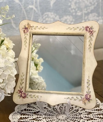 Shabby Chic Handpainted Floral Mirror - Image 1 of 4